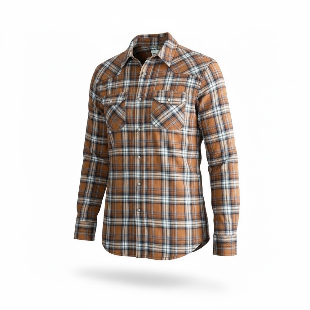 Ariat Men’s Retro Fit Plaid Snap Button Shirt Medium Western Flannel 100% Cotton